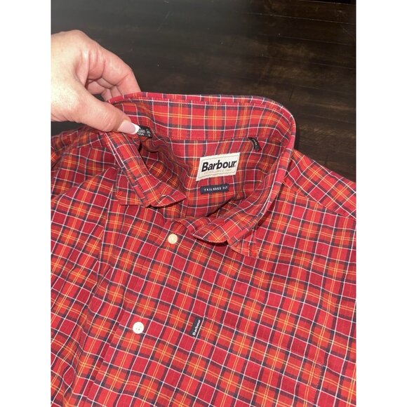 Barbour Malcolm Tailored Fit  Mens Plus Size Large Button Down in Red - Picture 3 of 4